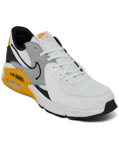 Nike Men's Air Max Excee Casual Sneakers From Finish Line In White/university Gold/wolf Grey/black