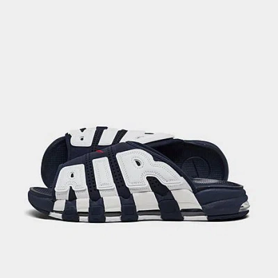 Nike Air More Uptempo Slides Midnight Navy / University Red In Blue