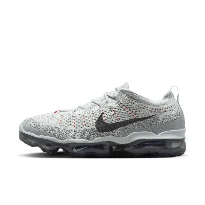 Nike Men's Air Vapormax 2023 Flyknit Running Sneakers From Finish Line In Light Silver/picante Red/anthracite/smoke Grey