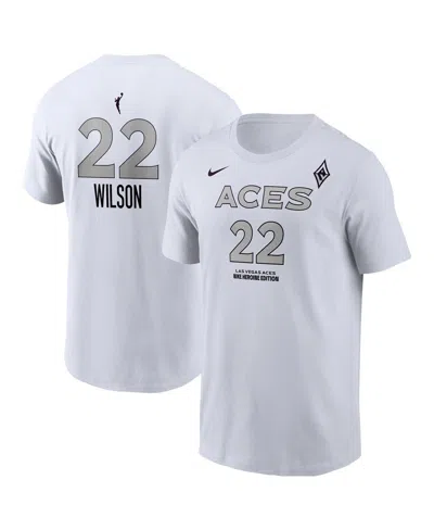 Nike Men's A'ja Wilson White Las Vegas Aces Heroine Edition Name Number T-shirt