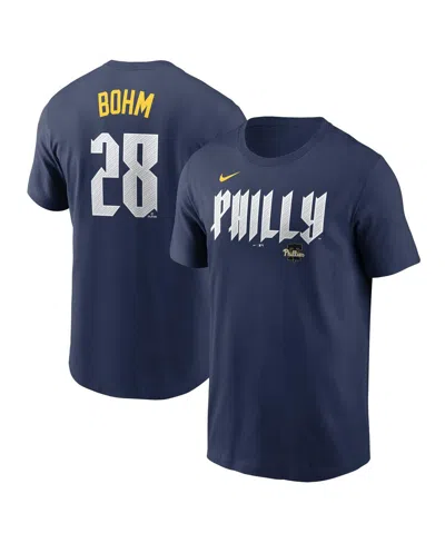 Nike Men's Alec Bohm Navy Philadelphia Phillies 2024 City Connect Fuse Name Number T-shirt