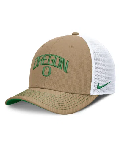 Nike Men's And Women's Beige/green Oregon Ducks Primetime Arched Trucker Adjustable Hat In Multi