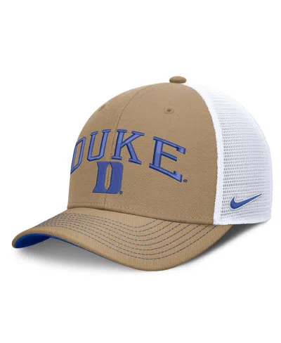 Nike Men's And Women's Beige/royal Duke Blue Devils Primetime Arched Trucker Adjustable Hat In Multi