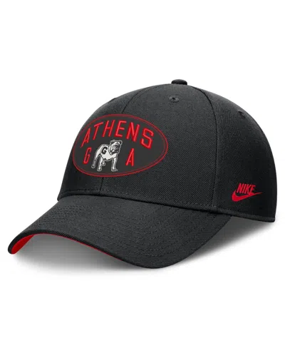 Nike Men's And Women's Black Georgia Bulldogs Legacy Letter Location Rise Adjustable Hat In Black,red