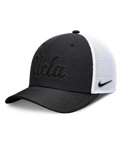 Nike Men's And Women's Black Ucla Bruins Tonal Dri-fit Rise Trucker Adjustable Hat In Black,white