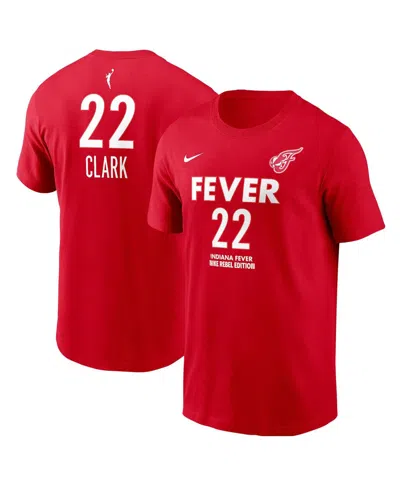 NIKE MEN'S AND WOMEN'S CAITLIN CLARK RED INDIANA FEVER 2024 WNBA DRAFT REBEL EDITION PLAYER NAME NUMBER T
