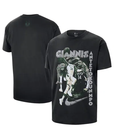 Nike Men's And Women's Giannis Antetokounmpo Black Milwaukee Bucks Athlete T-shirt