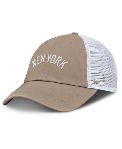 Nike Men's And Women's Khaki/white New York Yankees Club Trucker Adjustable Hat