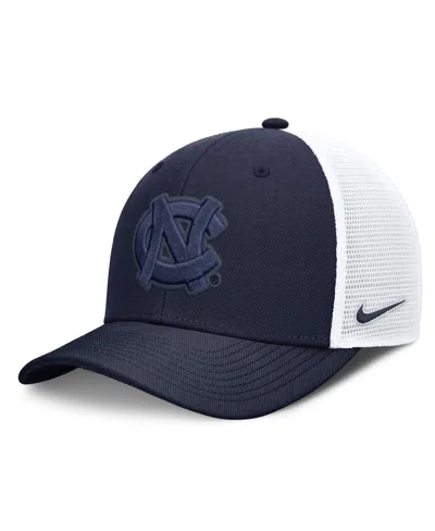 Nike Men's And Women's Navy North Carolina Tar Heels Tonal Dri-fit Rise Trucker Adjustable Hat In Navy,white