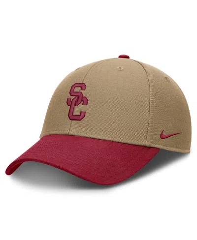 Nike Men's And Women's  Beige/cardinal Usc Trojans Primetime Rise Dri-fit Adjustable Hat In Brown