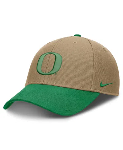 Nike Men's And Women's  Beige/green Oregon Ducks Primetime Rise Dri-fit Adjustable Hat In Multi
