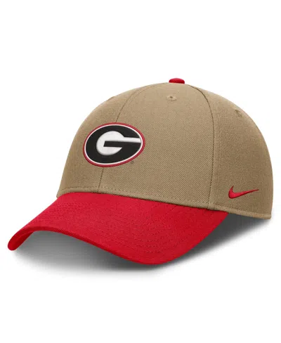 Nike Men's And Women's  Beige/red Georgia Bulldogs Primetime Rise Dri-fit Adjustable Hat In Brown