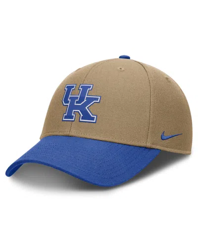 Nike Men's And Women's  Beige/royal Kentucky Wildcats Primetime Rise Dri-fit Adjustable Hat In Multi