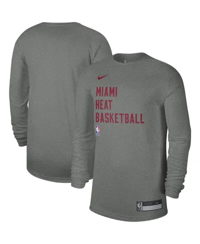 Nike Men's And Women's  Heather Gray Miami Heat 2023/24 Legend On-court Practice Long Sleeve T-shirt