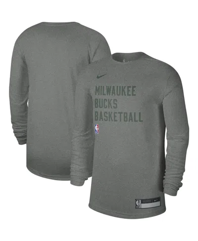 Nike Men's And Women's  Heather Gray Milwaukee Bucks 2023/24 Legend On-court Practice Long Sleeve T-s