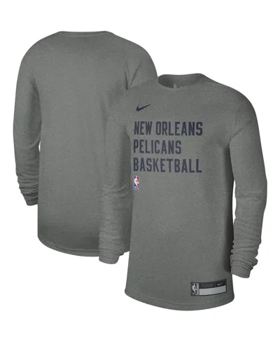 Nike Men's And Women's Heather Gray Brooklyn Nets 2023/24 Legend On-court Practice Long Sleeve T-shirt