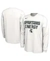 NIKE MEN'S AND WOMEN'S NIKE WHITE MICHIGAN STATE SPARTANS 2024 ON-COURT BENCH ENERGY LONG SLEEVE T-SHIRT