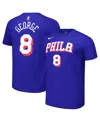 Nike Men's And Women's Paul George Royal Philadelphia 76ers Name Number T-shirt In Royal