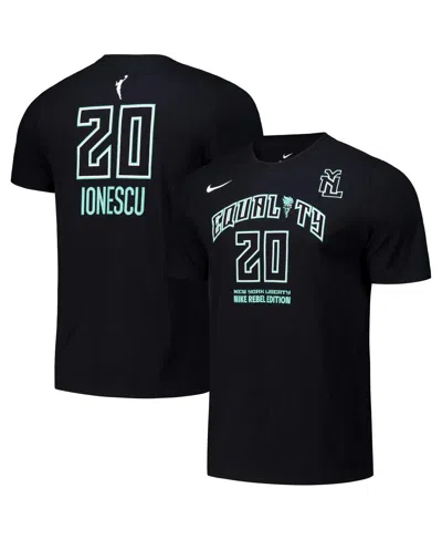 Nike Men's And Women's Sabrina Ionescu Black New York Liberty Rebel Edition Name Number T-shirt