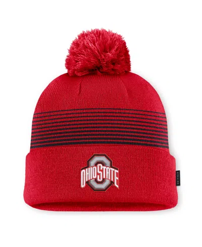 Nike Men's And Women's Scarlet Ohio State Buckeyes 2026 On-field Cuffed Knit Pom Hat In Red