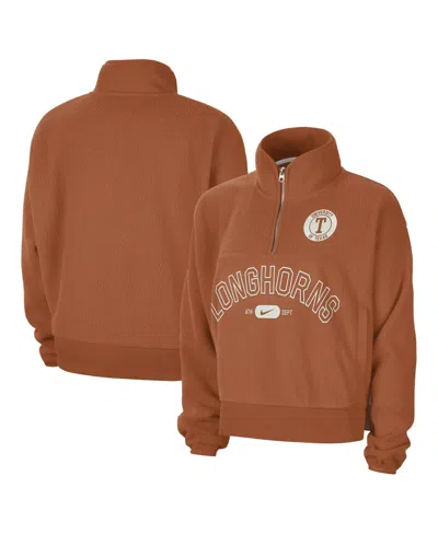 Nike Men's And Women's Texas Orange Texas Longhorns Fly Fleece Quarter-zip Jacket In Burnt Orange