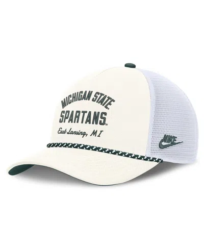 Nike Men's And Women's White Michigan State Spartans Mascot Rope Trucker Adjustable Hat In White,green