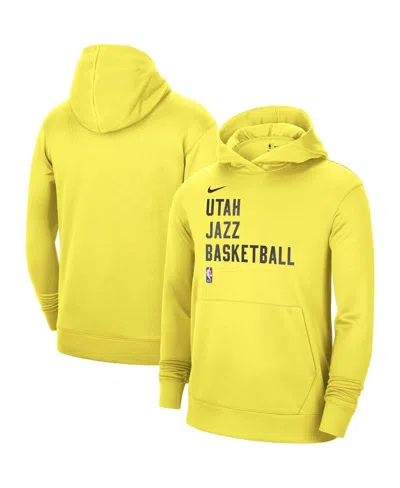 Nike Men's And Women's Yellow Utah Jazz 2023/24 Performance Spotlight On-court Practice Pullover Hoodie