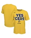 Nike Men's And Women'sâ Gold Indiana Pacers 2025 Nba Playoffs On-court Mantra T-shirt