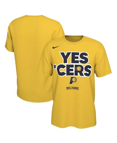 Nike Men's And Women'sâ Gold Indiana Pacers 2025 Nba Playoffs On-court Mantra T-shirt