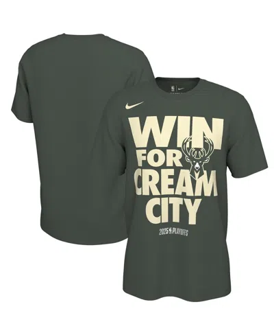 Nike Men's And Women'sâ Hunter Green Milwaukee Bucks 2025 Nba Playoffs On-court Mantra T-shirt