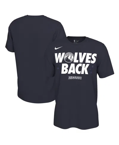Nike Men's And Women'sâ Navy Minnesota Timberwolves 2025 Nba Playoffs On-court Mantra T-shirt