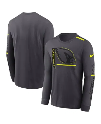 Nike Men's Anthracite Arizona Cardinals Voltâ Performance Long Sleeve T-shirt In Gray