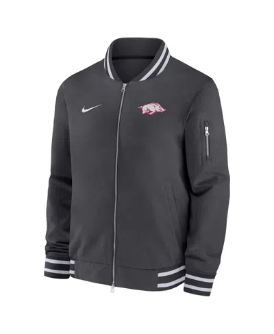 Nike Men's Anthracite Arkansas Razorbacks Full-zip Bomber Jacket