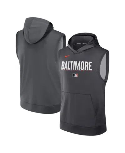 Nike Kids' Men's Anthracite Baltimore Orioles Authentic Collection City Connect Performance Sleeveless Pullover In Gray