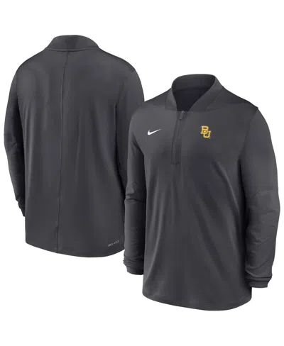 Nike Men's Anthracite Baylor Bears Dri-fit Half-zip Pullover Sweatshirt In Gray
