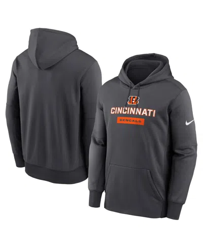 NIKE MEN'S ANTHRACITE CINCINNATI BENGALS TOSS SWEEP PERFORMANCE PULLOVER HOODIE