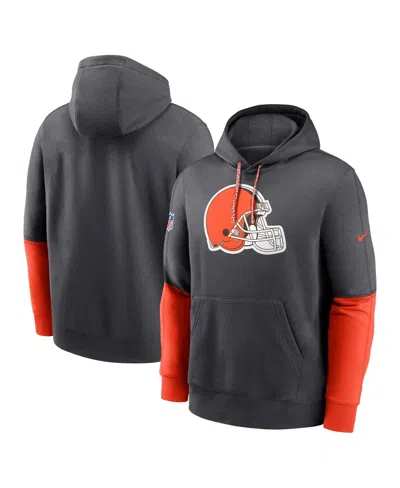 Nike Men's Anthracite Cleveland Browns 2024 Sideline Club Pullover Hoodie In Black