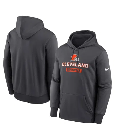 NIKE MEN'S ANTHRACITE CLEVELAND BROWNS TOSS SWEEP PERFORMANCE PULLOVER HOODIE