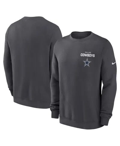 Nike Men's Anthracite Dallas Cowboys Primetime Club Fleece Pullover Sweatshirt In Gray