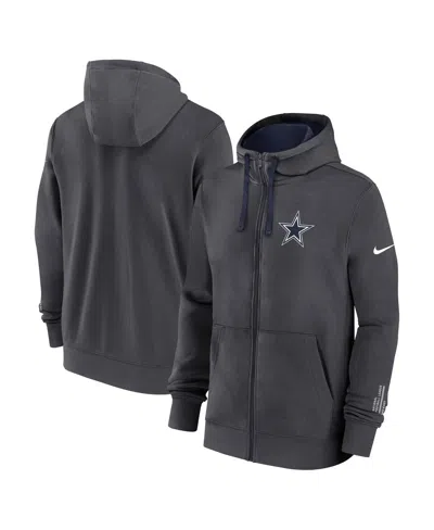 Nike Anthracite Dallas Cowboys Primetime Club Full-zip Hoodie In Gray
