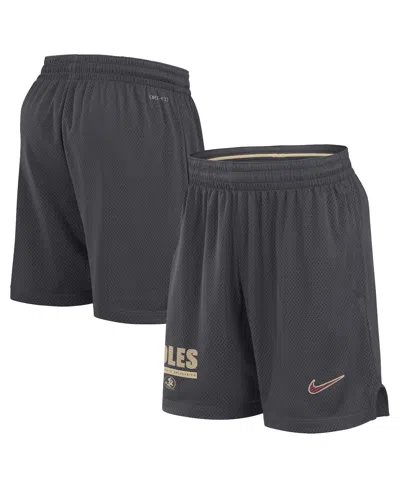Nike Men's Anthracite Florida State Seminoles 2024 Sideline Mesh Shorts In Anthracite,gold