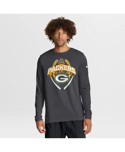 Nike Men's Anthracite Green Bay Packers Primetime Legend Icon Performance Long Sleeve T-shirt In Gray