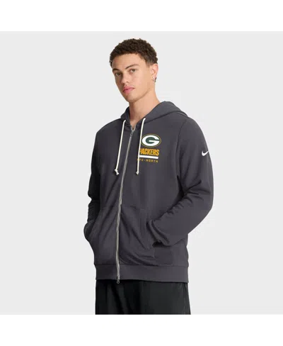 Nike Anthracite Green Bay Packers Sideline Standard Issue Utility Player Dri-fit Full-zip Hoodie In Gray