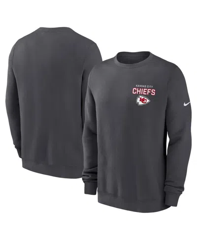 Nike Men's Anthracite Kansas City Chiefs Primetime Club Fleece Pullover Sweatshirt In Gray