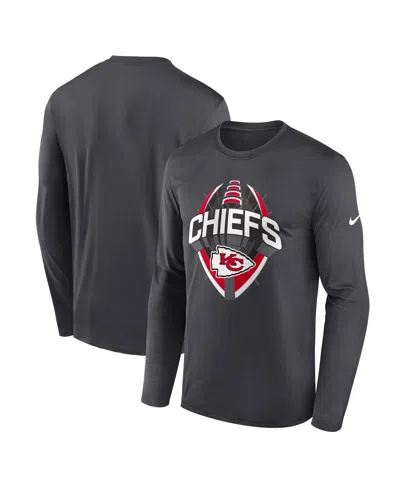 Nike Anthracite Kansas City Chiefs Primetime Legend Icon Performance Long Sleeve T-shirt In Gray