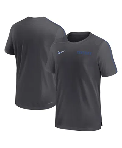 Nike Men's Anthracite Kentucky Wildcats 2024 Sideline Coach Performance T-shirt In Anthracite,royal
