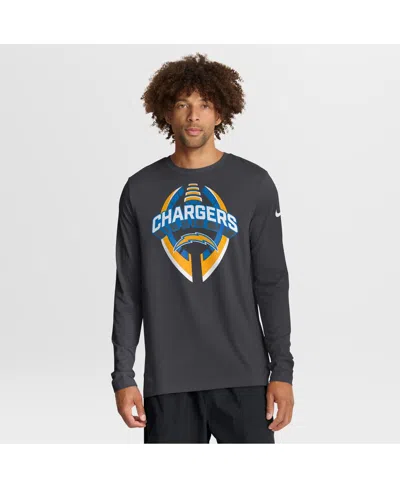 Nike Men's Anthracite Los Angeles Chargers Primetime Legend Icon Performance Long Sleeve T-shirt In Gray