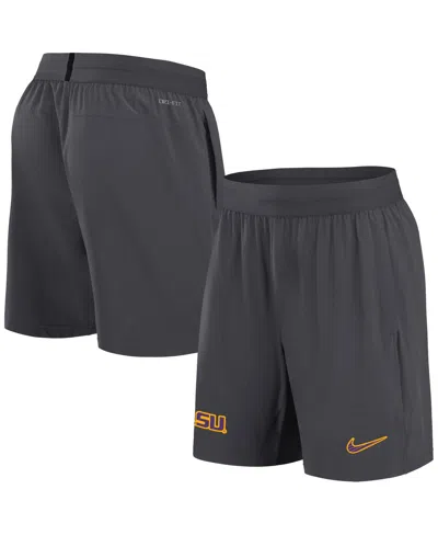 Nike Men's Anthracite Lsu Tigers 2024 Sideline Performance Shorts In Anthracite,purple