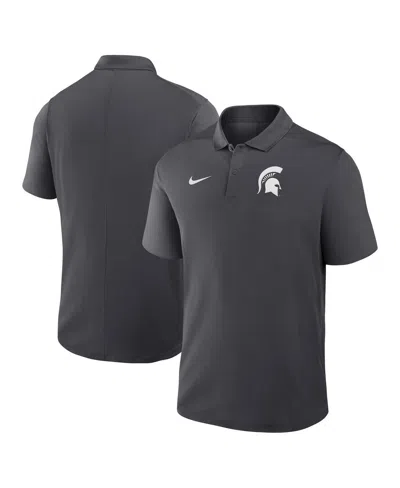 Nike Men's Anthracite Michigan State Spartans Primetime Victory Primary Logo Performance Polo Shirt In Black