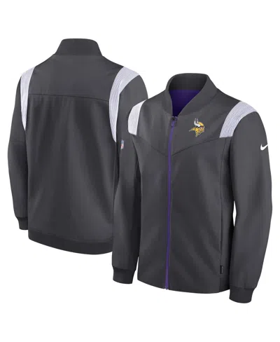 Nike Men's Anthracite Minnesota Vikings Sideline Coaches Bomber Full-zip Jacket